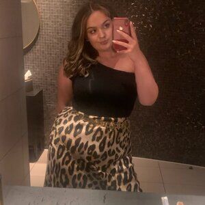 H&M Satin Leopard Midi Skirt size L